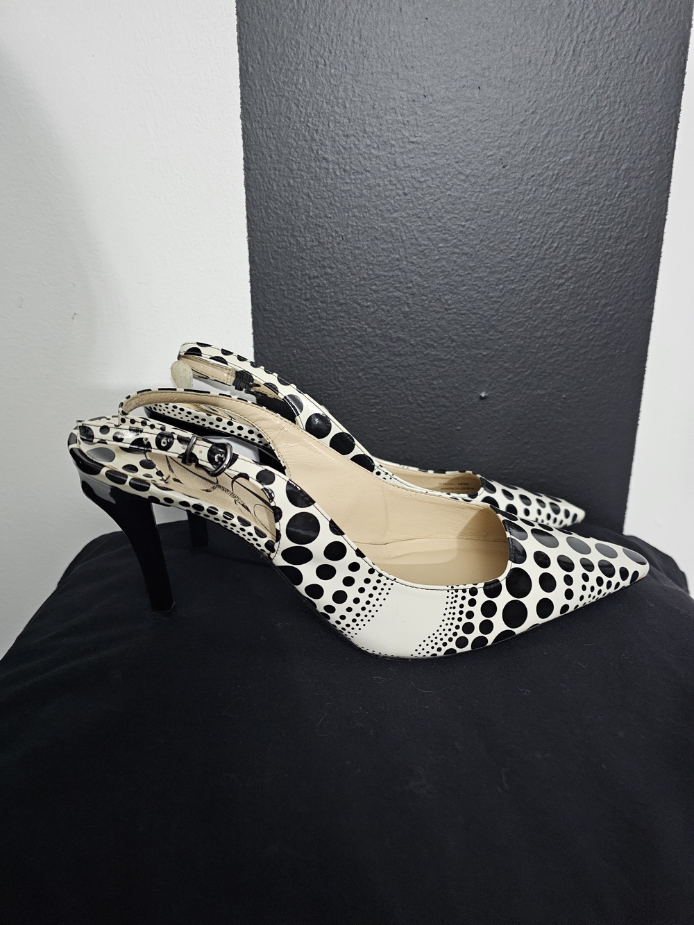 J.Renee Black and White Polka Dot Slingback Pumps